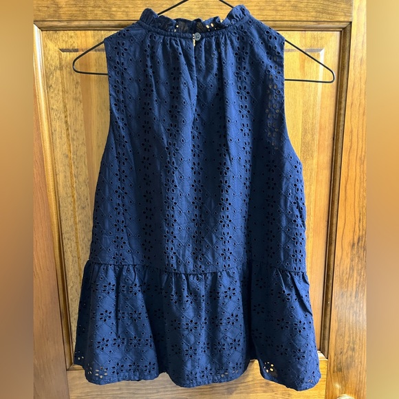 Loft women’s navy blue eyelet sleeveless blouse - Picture 2 of 3
